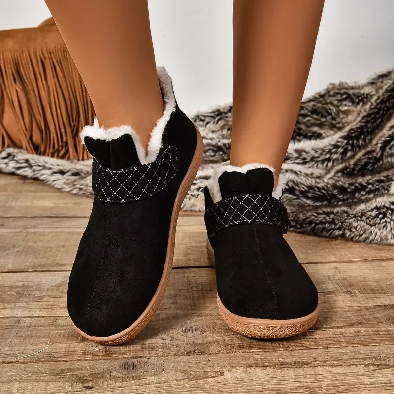 Comfortable and Warm Plush Women Shoes 2024 Casual Retro Women's Short Boots Anti-slip and Wear-resistant Fashionable Snow Boots