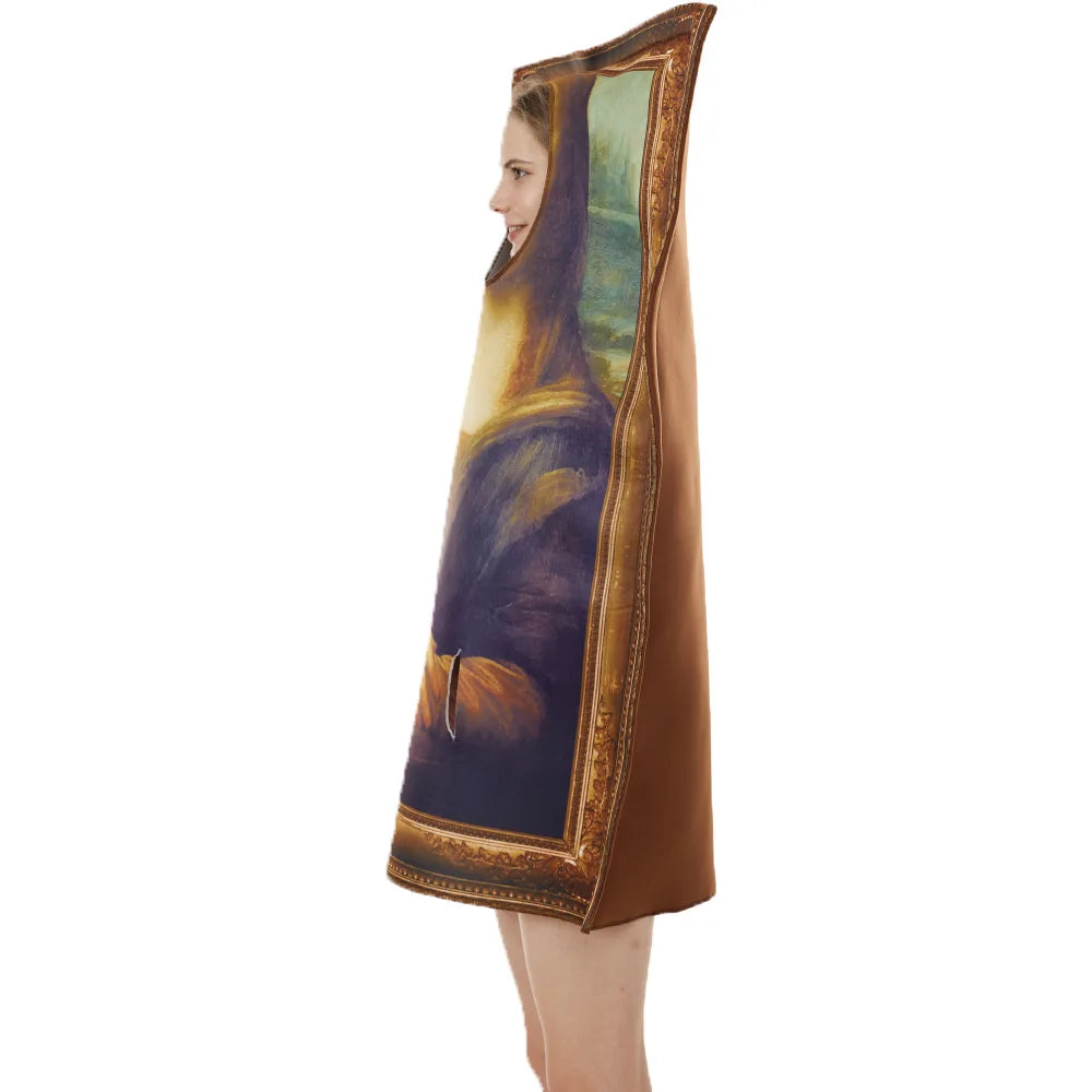 Cosplay Funny Mona Lisa Mural Sponge Classic Carnival Fancy Dress Costume