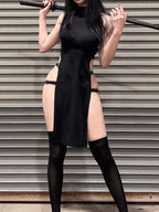 Cosplay High Split Side  Gothic Slim Harajuku Night Midi Dresses