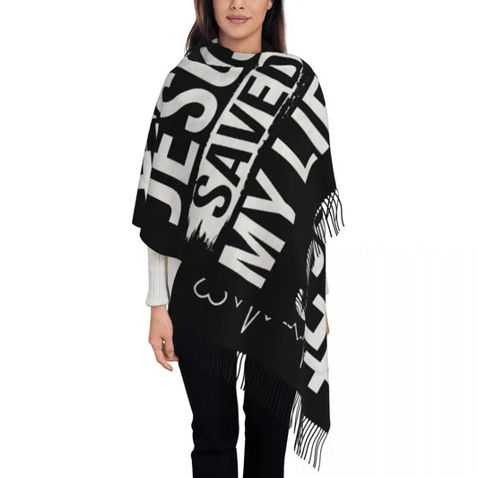 Jesus Saved My Life Warm Winter Christian Faith Shawl Wrap Scarf