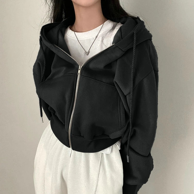 Vintage Casual Fur Collar Chic Aesthetic Cardigan Streetwear Hoodie Main image