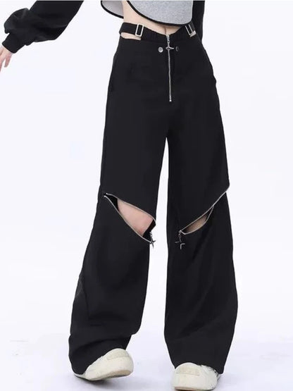 Black Casual Retro Cargo Halloween Pants