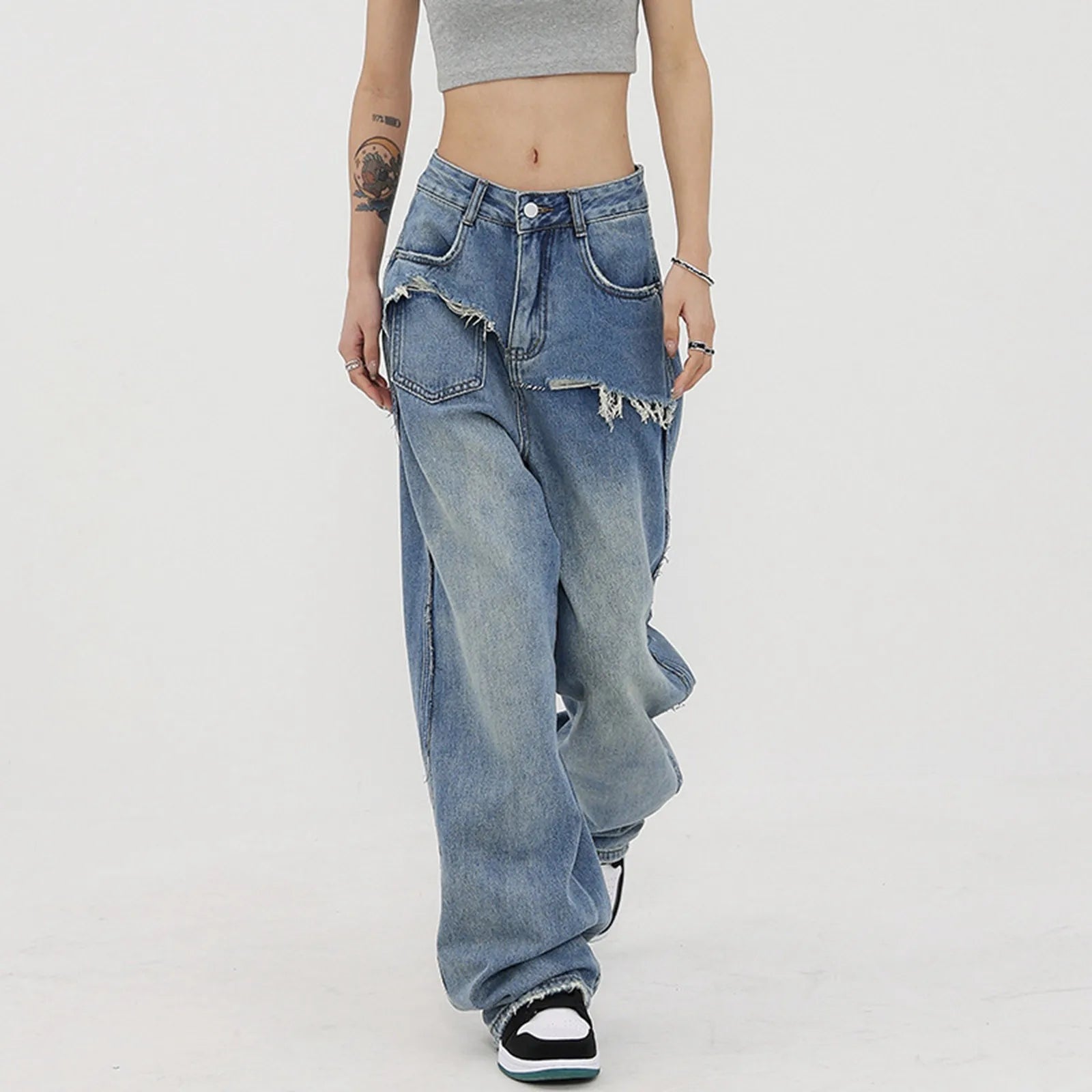 Denim Wide New Summer Plus Size Baggy High Waisted Straight Jeans Main image