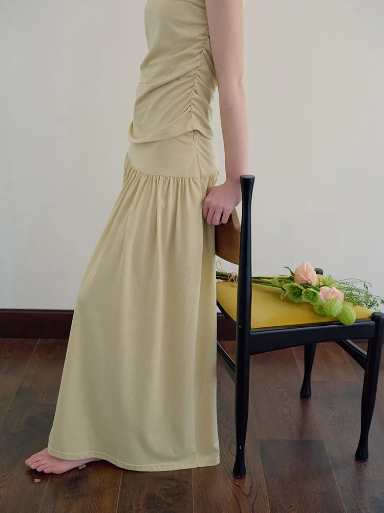 DressBetty - Solid Color Draping Knitted Pleated Skirt Secondary image