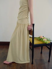 DressBetty - Solid Color Draping Knitted Pleated Skirt