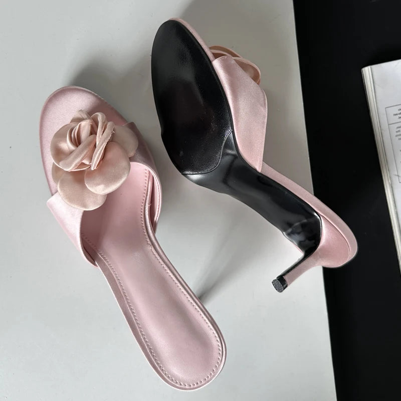 2024 Summer Fashion Narrow Band Party Stripper Women Slippers Mules Slides Shoes Low Heel Pumps Main image