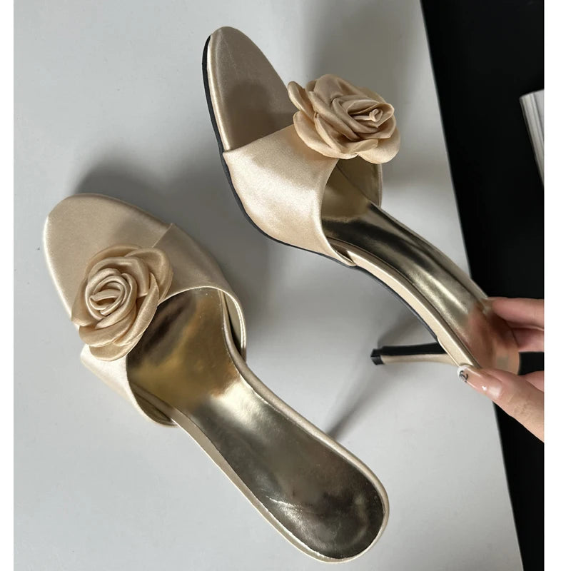 2024 Summer Fashion Narrow Band Party Stripper Women Slippers Mules Slides Shoes Low Heel Pumps Secondary image