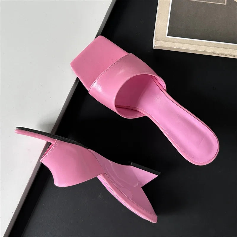 New Design Concise Wedges Highs Slippers Square Toe Party Dress Slides Summer Shoes Low Heel Pumps Secondary image
