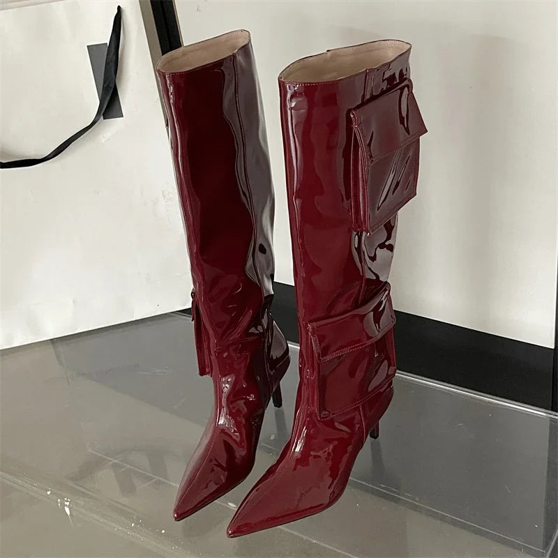 2024 New Winter  Pointed Toe Thin Heels Stripper Largas De Mujer Knee High Boots Main image