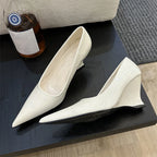 Design Pointed Toe Wedges Highs Women Silver Red Shoes  Wedding Banquet Shoes Low Heel Pumps