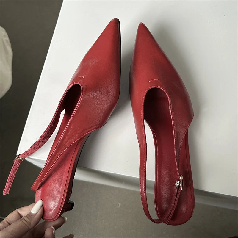 Designer Pointed Toe Buckle Strap Women  Thin Elegant Banquet Dress Mule Ladies Shoes Low Heel Pumps Main image