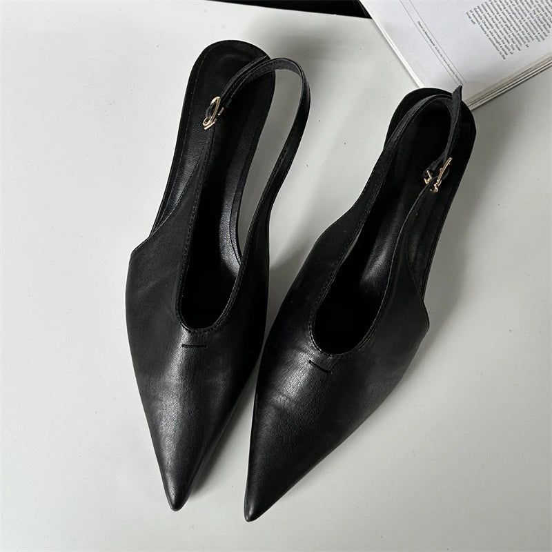 Designer Pointed Toe Buckle Strap Women  Thin Elegant Banquet Dress Mule Ladies Shoes Low Heel Pumps