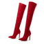 Fashion Pointed Toe Thin Heels  Flock Thigh Long Autumn Winter Knee High Boots