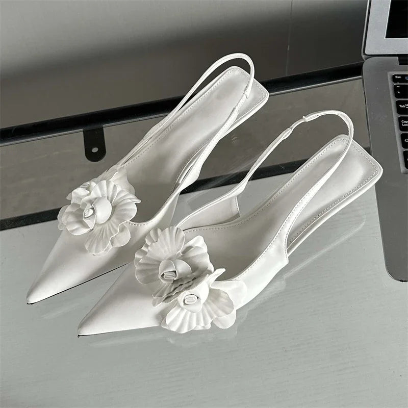 Fashion  Pointed Toe Thin Women Elegant Wedding Slingback Mules Shoes Low Heel Pumps Main image