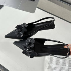 Fashion  Pointed Toe Thin Women Elegant Wedding Slingback Mules Shoes Low Heel Pumps