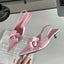 Fashion  Pointed Toe Thin Women Elegant Wedding Slingback Mules Shoes Low Heel Pumps