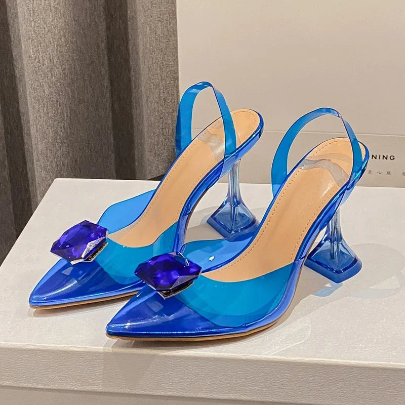 Perspex High Slingbacks Women Designer Pointed Toe PVC Transparent Shoes Low Heel Pumps Secondary image