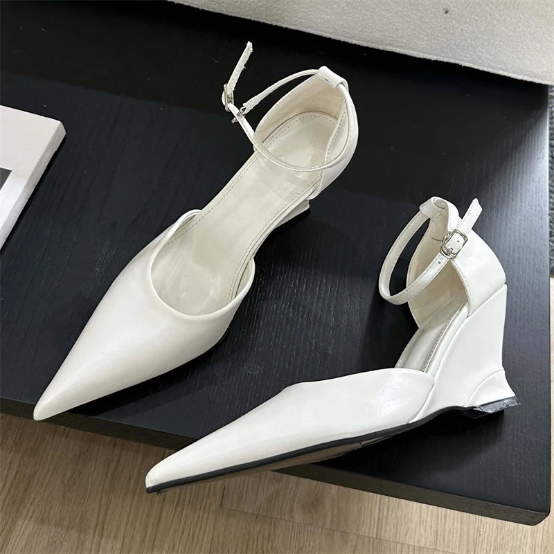 Spring Candy Fashion Pointed Toe Women Slingback Wedges Highs Party Prom Mules Shoes Low Heel Pumps Secondary image