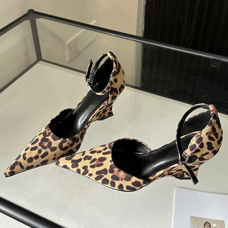 Spring Designer Pointed Toe Women Wedges High Female Party Prom Slingback Shoes Low Heel Pumps Main image
