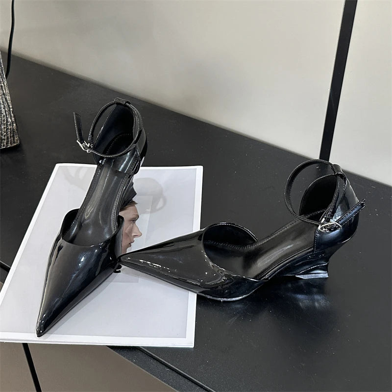 Spring Fashion Pointed Toe Wedges Highs Women Slingback Party Prom Mules Shoes Low Heel Pumps Secondary image