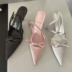Spring  Pointed Toe Buckle Strap Women Thin Highs Party Stripper Dance Mules Shoes Low Heel Pumps