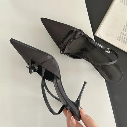 Spring Sexy Pointed Toe Buckle Strap Women Thin Highs Party Stripper Dance Mules Shoes Low Heel Pumps