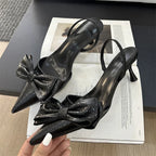 Street Style Butterfly-knot  Pointed Toe Thin Women Shoes Elegant Slingbacks Sandals Low Heel Pumps