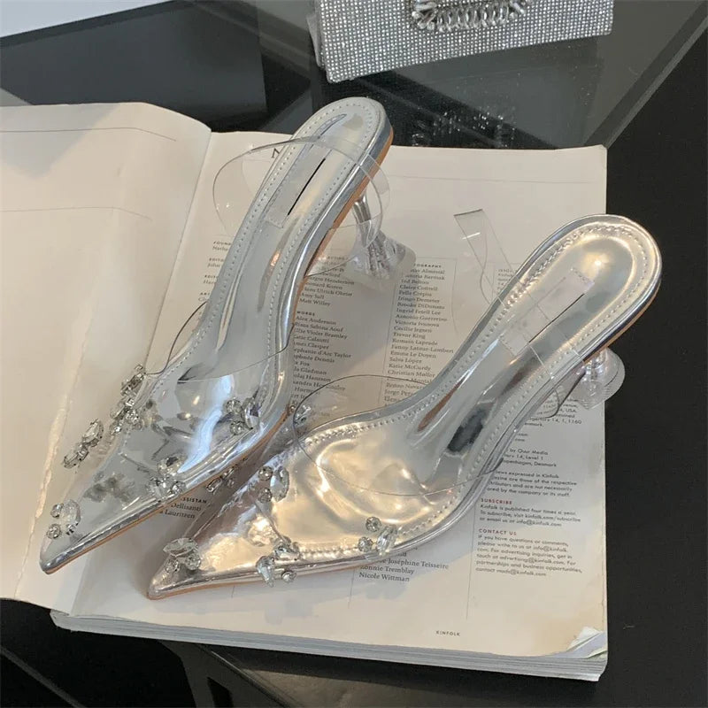 Street Style Mule Women Fashion PVC Transparent Elegant Pointed Toe Party Prom Shoes Low Heel Pumps Main image
