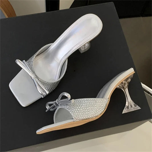 Fashionable Summer Butterfly-knot Stylish Transparent Low Heel Pumps