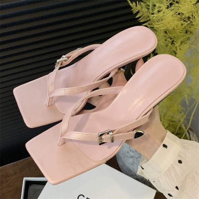 Summer Fashion Clip Toe Buckle Women Slippers Gladiator Party Thins Flip Flops Slides Shoes Low Heel Pumps Main image