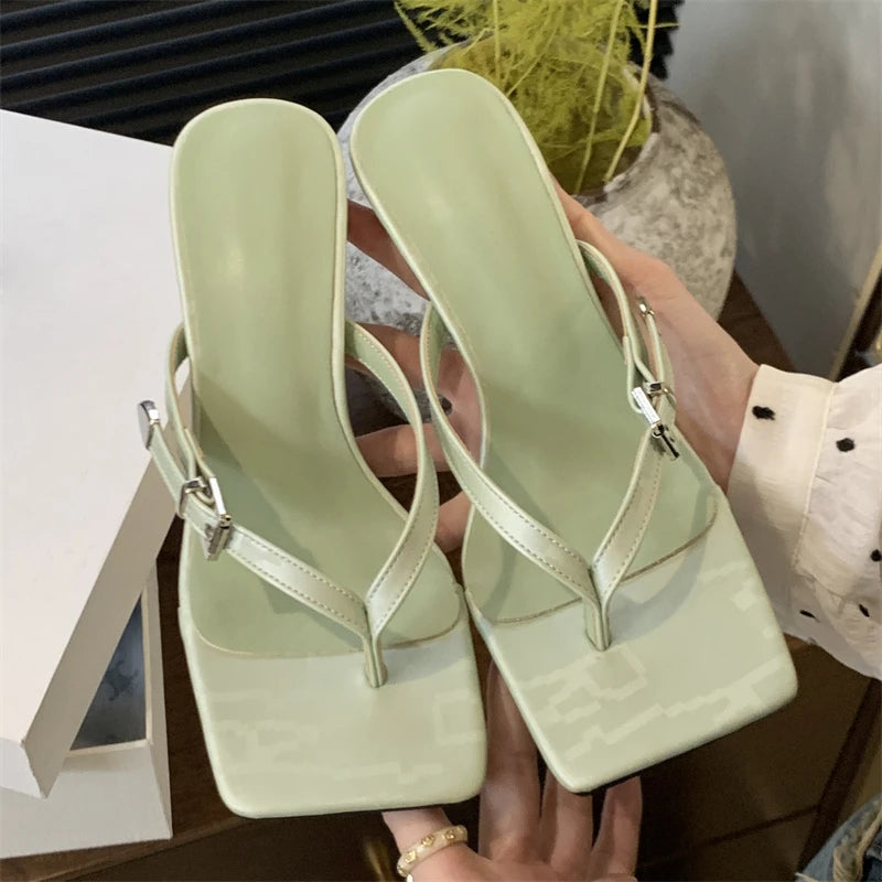 Summer Fashion Clip Toe Buckle Women Slippers Gladiator Party Thins Flip Flops Slides Shoes Low Heel Pumps Secondary image