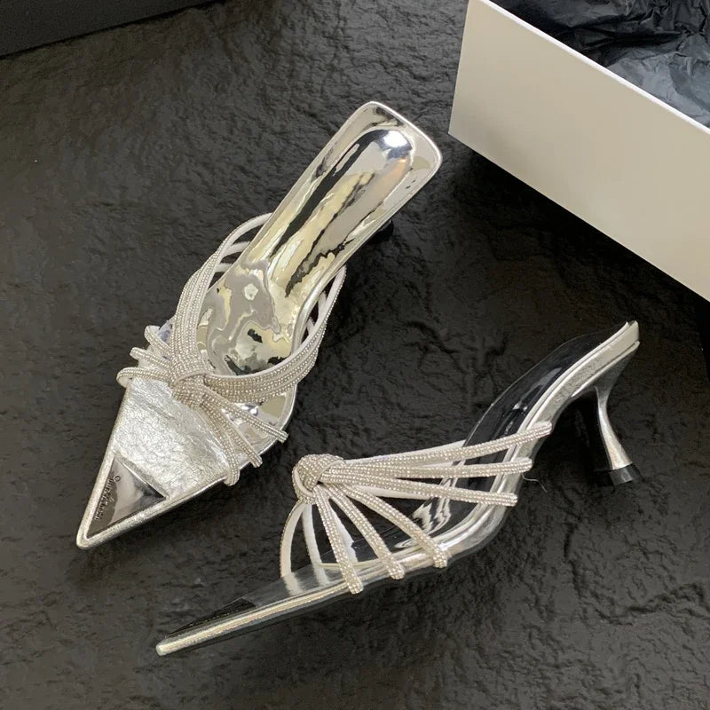 Sparkling Silver Shiny Comfortable Stylish Casual Low Heel Pumps Secondary image