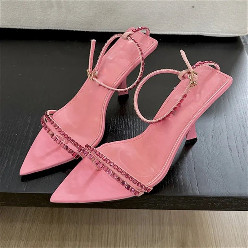 Summer  Narrow Band Buckle Strap Women Pointed Toe Highs Banquet Party Shoes Low Heel Pumps Main image