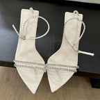 Summer  Narrow Band Buckle Strap Women Pointed Toe Highs Banquet Party Shoes Low Heel Pumps