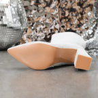Winter Sequin Cloth Pointed Toe Heels Banquet Zipper Party Knee High Boots