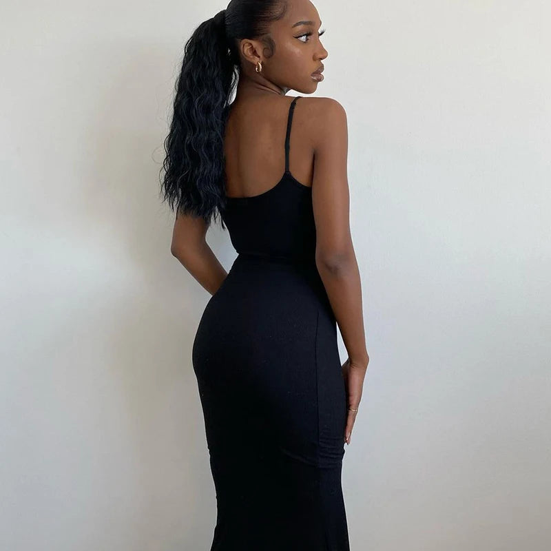 Sleeveless Backless Black Party Midi Dress Secondary image