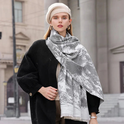 Elegant Lightweight Stylish Fall Winter Color Matching Thick Long Wide Thermal Scarf