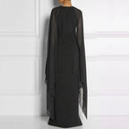 Elegant Summer Maxi Chiffon Cape  Long High Slit Irregular Batwing Sleeve Vestidos Dress