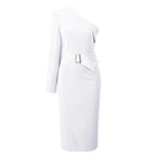 Autumn Square Neck Long Sleeve Flounced Edge Casual Midi Dress