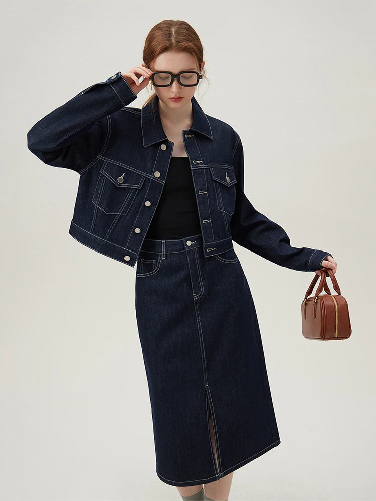Casual Lamb Wool Denim Splicing Short Fashionable Jacket Main image