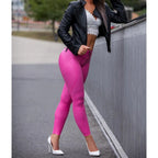 Fashion Black PU Leather Mid Waist Skinny Push Up  Buttocks Streetwear Pants