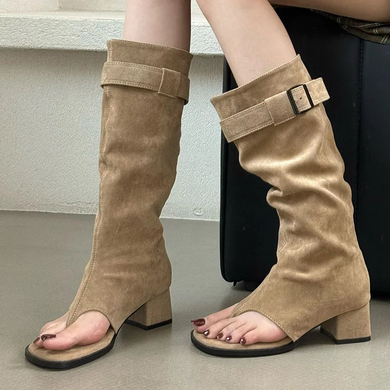 Trendy Stylish Elegant Comfortable Fashionable Chic Pointed Toe Knee High Boots Main image