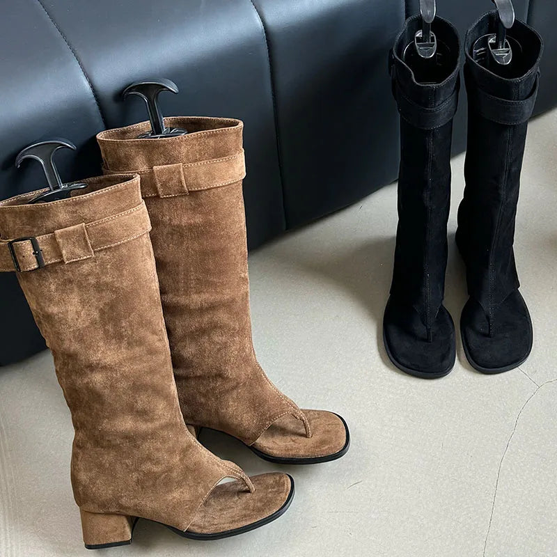 Trendy Stylish Elegant Comfortable Fashionable Chic Pointed Toe Knee High Boots Secondary image