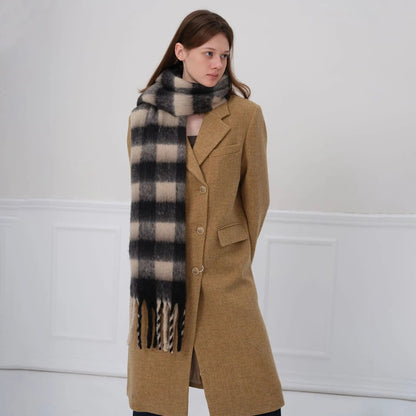 Checkerboard Cashmere Scarf for Women - Autumn/Winter Commuting Scarf