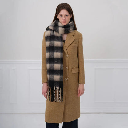 Checkerboard Cashmere Scarf for Women - Autumn/Winter Commuting Scarf