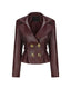 Fashion Chic High Pleated Mini Lapel Double-breasted Female New Coat