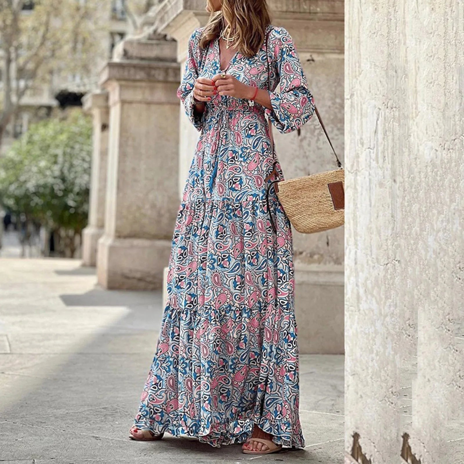 Formal Cocktail Pile Elegant Chiffon Patchwork Sleeveless Evening Maxi Party Vestidos Dress Main image