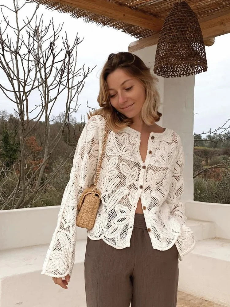 Crochet Hook Hollow Elegant Single Long Commute Knitted Sweater Main image
