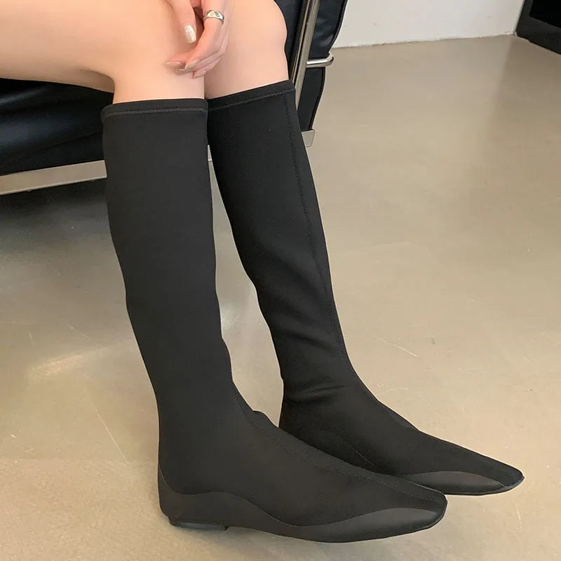 Fashion Elastic Ankle Sock Slip On Height Increasing Stretch Ankle Boot Main image