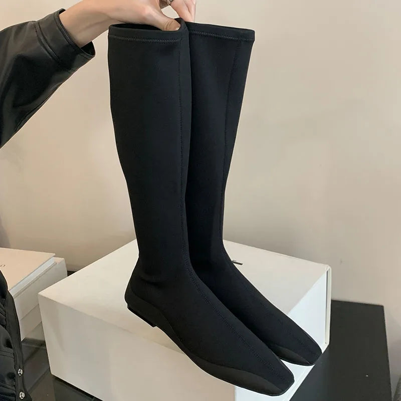 Fashion Elastic Ankle Sock Slip On Height Increasing Stretch Ankle Boot Secondary image